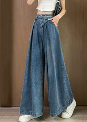 New Blue Pockets High Waist Denim Pants Spring