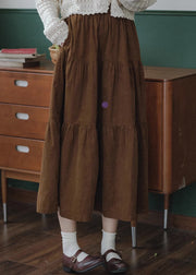New Coffee Wrinkled Pockets Patchwork Corduroy Skirts Winter