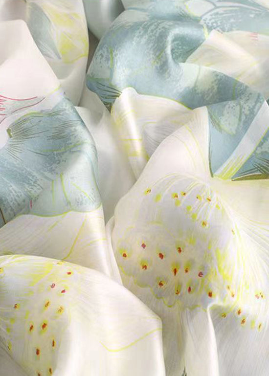 New Elegant White Print Stylish Silk Scarf