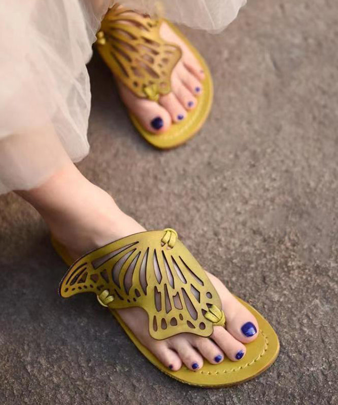 New French Flip Flops With Flat Bottoms Hollowed Out Butterfly Slippers