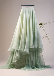 New Green Asymmetrical High Waist Tulle Skirts Summer