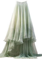 New Green Asymmetrical High Waist Tulle Skirts Summer
