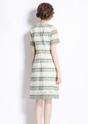 New Green Hollow Out Embroidered Patchwork Lace Mid Dress Summer