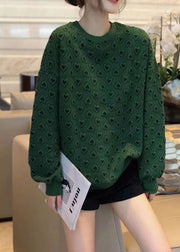 New Green O-Neck Print Cute Fall Sweatshirts Top
