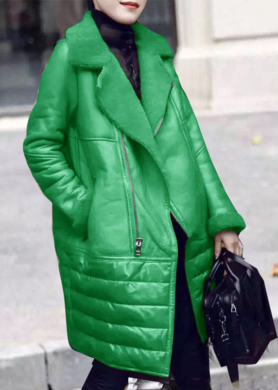 New Green Peter Pan Collar Patchwor Duck Down Coat Winter