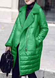 New Green Peter Pan Collar Patchwork 90% Duck Down Coat Winter