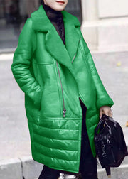 New Green Peter Pan Collar Patchwork 90% Duck Down Coat Winter