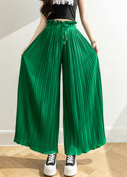 New Green Ruffled Solid Chiffon Crop Pants Summer