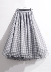 New Grey Print Elastic Waist Tulle Summer Skirts