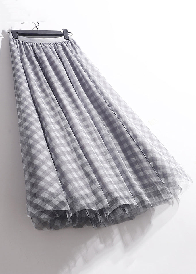 New Grey Print Elastic Waist Tulle Summer Skirts