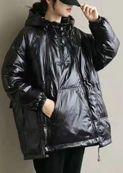 Neuer khakifarbener Kapuzen-Taschen mit Reißverschluss, dicker Winter-Entendaunenmantel