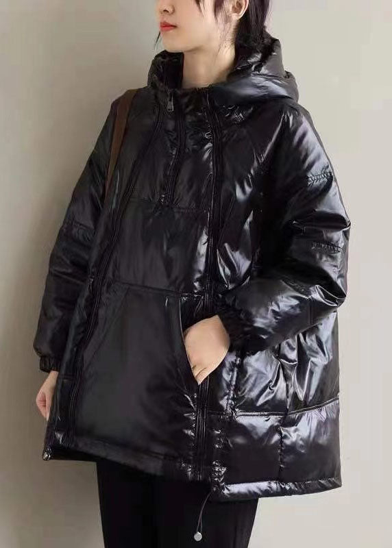 Neuer khakifarbener Kapuzen-Taschen mit Reißverschluss, dicker Winter-Entendaunenmantel