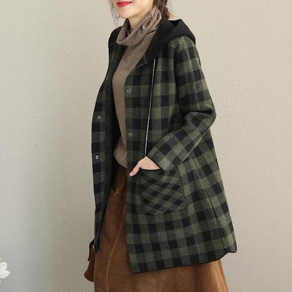 New Loose Hoodie Plaid Thicken Coat Women 2018 Casual Jackets
