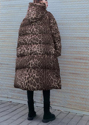 New Loose fitting snow jackets thick coats Leopard hooded Parkas - SooLinen