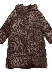 New Loose fitting snow jackets thick coats Leopard hooded Parkas - SooLinen