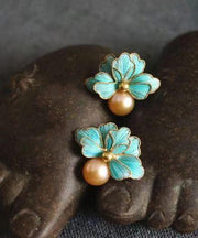 New Original Design Floral Pearl Stud Earrings