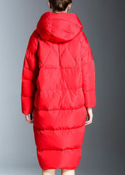 Neue rote Taschen mit Kapuze Lässiger Winter-Entendaunen-Daunenmantel