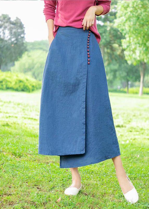 New Retro Blue irregular skirt - SooLinen