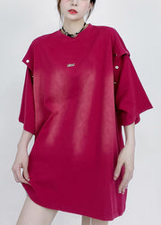 New Rose O Neck Patchwork Detachable Sleeve Cotton T Shirt Half Sleeve