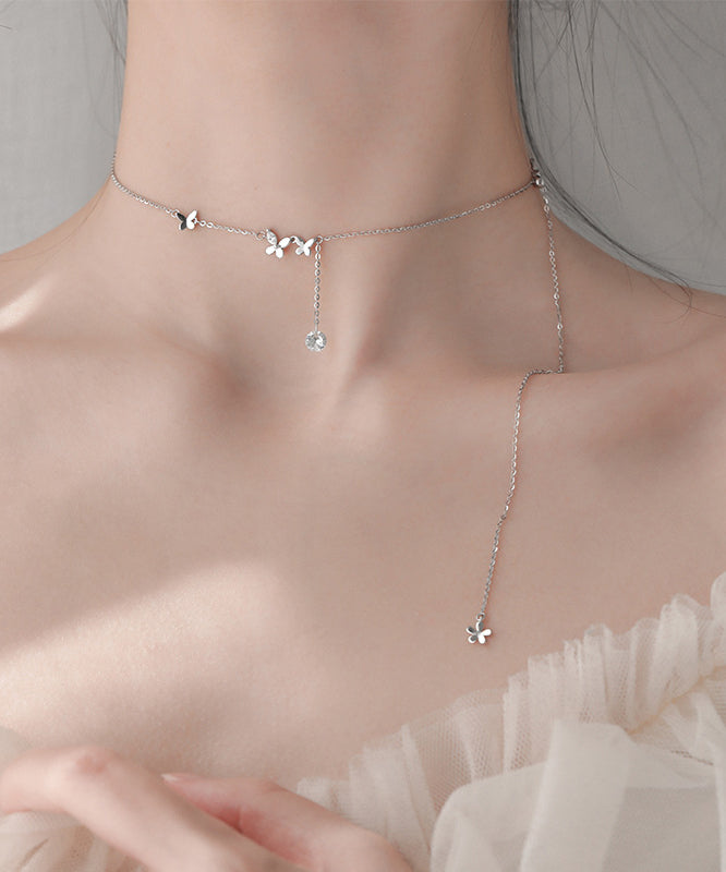 New Style Sparkling Diamond Butterfly Necklace Light Luxury Tassel