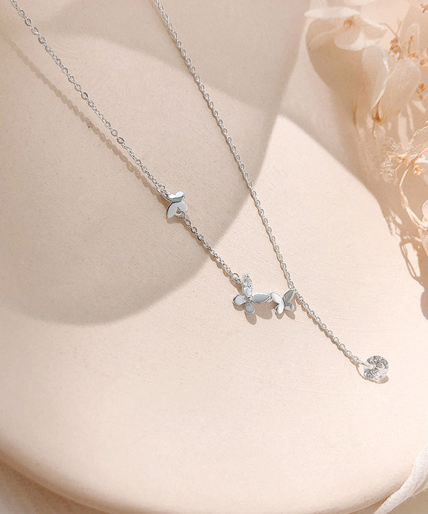 New Style Sparkling Diamond Butterfly Necklace Light Luxury Tassel