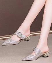 New Versatile Silver Nail Bead Zircon Pointed Slide Sandals