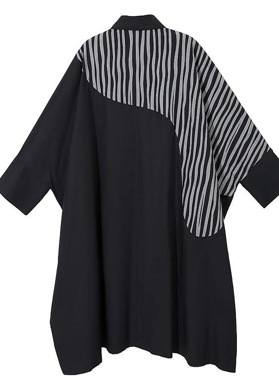 New Woman Long Batwing Sleeves Plus Size Patchwork Shirt Dress - SooLinen