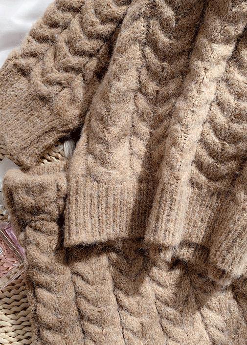 New autumn and winter retro mahogany Khaki sweater women&