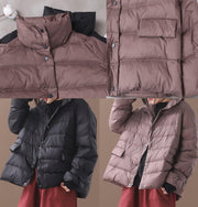 New black Parkas casual snow jackets winter short coats stand collar - SooLinen