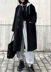 New black Woolen Coats Women plus size Notched false two pieces Winter coats - SooLinen