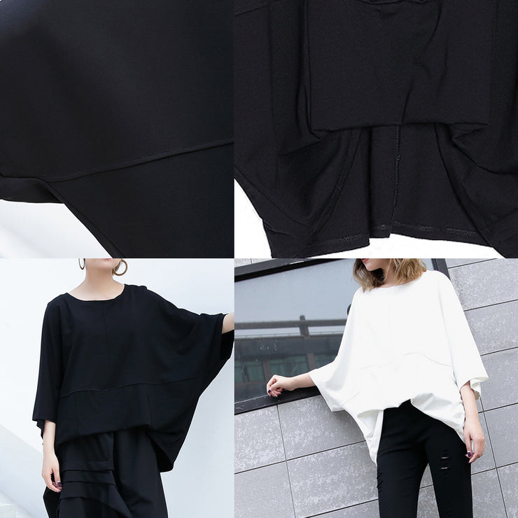 New black cotton Vest casual cotton t shirts women batwing sleeve loose waist brief t shirt