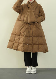 New black down jacket woman oversize snow thick pockets Luxury overcoat - SooLinen