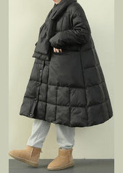 New black down jacket woman oversize snow thick pockets Luxury overcoat - SooLinen