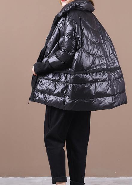 New black duck down coat plus size clothing down jacket stand collar patchwork women overcoat - SooLinen