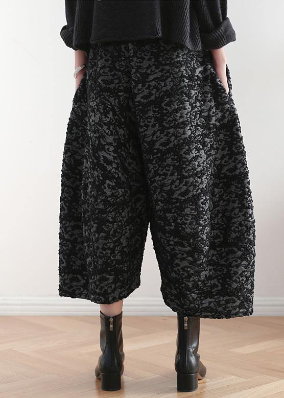 New black retro drape wide leg pants women&
