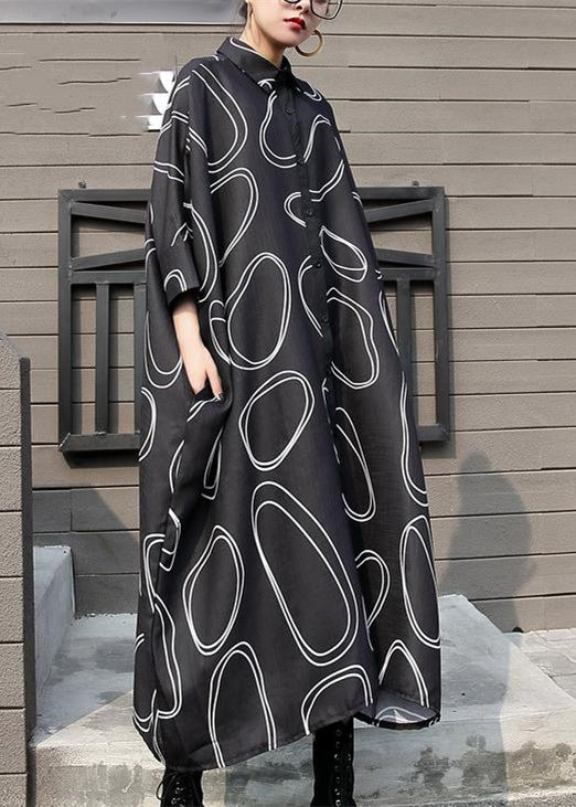 New black Chiffon dresses plus size prints traveling dress boutique batwing sleeve shirt maxi dresses