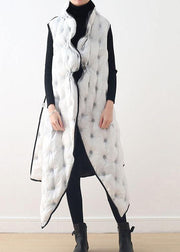 New black white waistcoat wear long thick loose large size cotton jacket coat on both sides - SooLinen