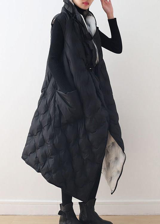 New black white waistcoat wear long thick loose large size cotton jacket coat on both sides - SooLinen