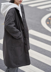 New black wool coat for woman casual winter coat o neck two ways to wear coat - SooLinen