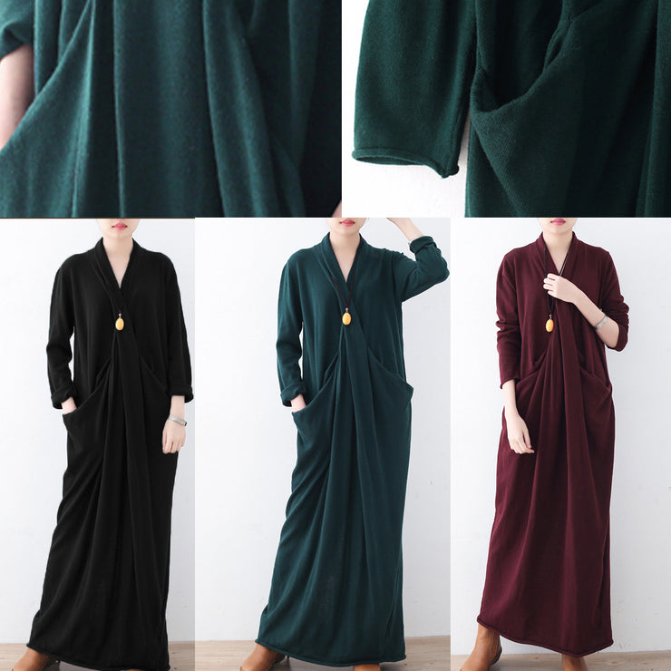 Neue weinrote Pulloverkleider Plussize Pullover Vintage asymmetrisches Winterkleid
