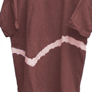 New cotton linen tops plus size clothing Cotton Linen Loose Summer Tie-dye Casual Women Blouse