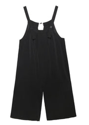 New fashion black large size loose straight tube wide leg jumpsuit female summer - SooLinen