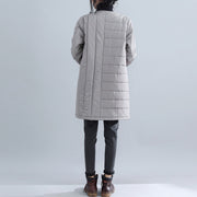 New gray Parkas Loose fitting o neck snow jackets Elegant Chinese Button winter outwear
