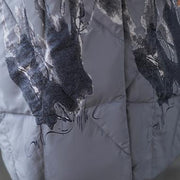 Neuer grauer Winter-Daunenmantel mit übergroßer Quaste Neuer Taschen-Daunenmantel