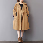 Neue khakifarbene Mäntel plus Größe Reverskragen überziehen Vintage wilden Mantel