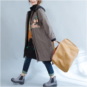 New khaki prints women parka casual hooded warm winter coat fine thick winter coats