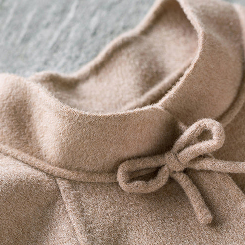 Neue nudefarbene Wolloberbekleidung übergroße mittellange Mäntel Patchwork-Mäntel mit Stehkragen