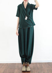 New original design green Tencel irregular head suit two-piece suit hanger pants - SooLinen