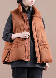 New oversize snow jackets overcoat orange stand collar zippered warm winter coat - SooLinen