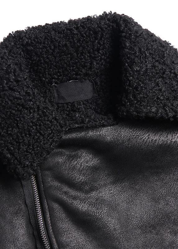 New oversized long jackets winter coats black zippered wool overcoat - SooLinen
